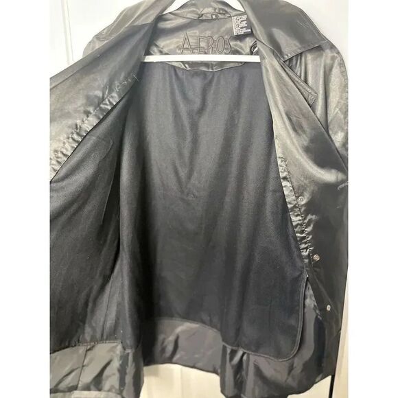 Aeros Double Breasted‎ Silky Black Trench Coat Women’s Size M - Picture 8 of 9
